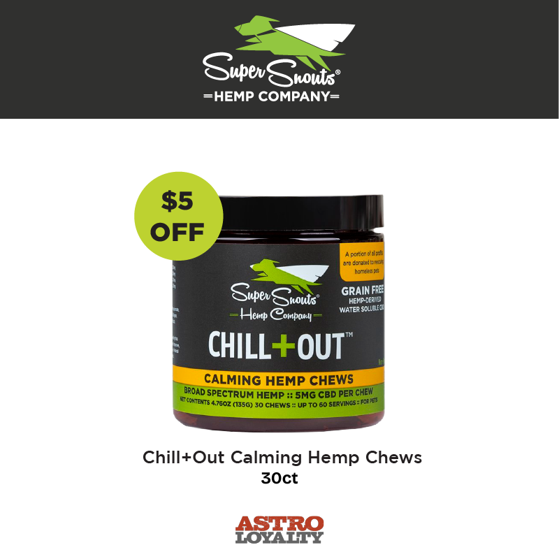 Chill+Out chews are one of our most calming products. Helps to maintain calmness during anxiety inducing events. 