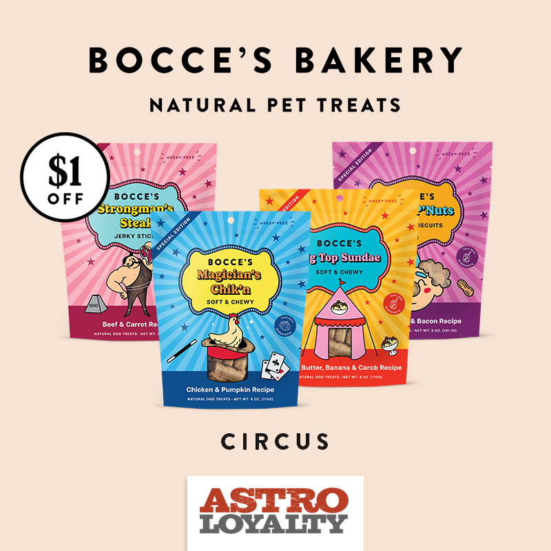 Step right up to the greatest treats on Earth! Our circus-themed dog treats bring the magic of the big top to your pup's snack time, with bold flavors and multiple formats that are sure to steal the show. Only found in independent pet stores.