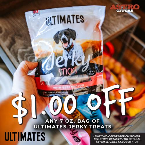 Skip the tricks and grab the treats! Save on delicious Ultimates Jerky Treats this Halloween and spoil your furry family member with a snack they'll love.