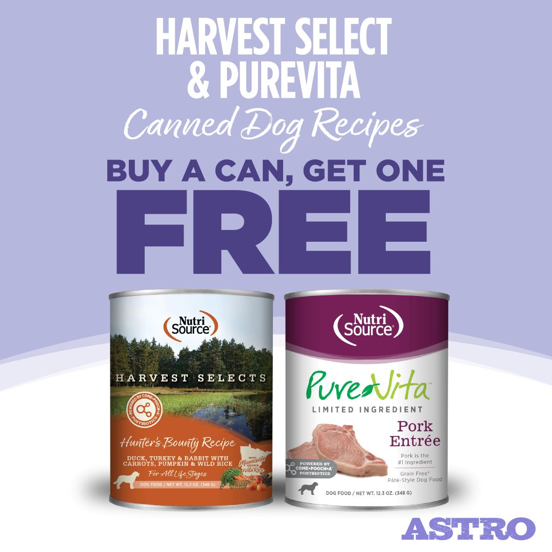 NutriSource & PureVita | Buy 1, Get 1 FREE on Harvest Select & PureVita Dog Cans
