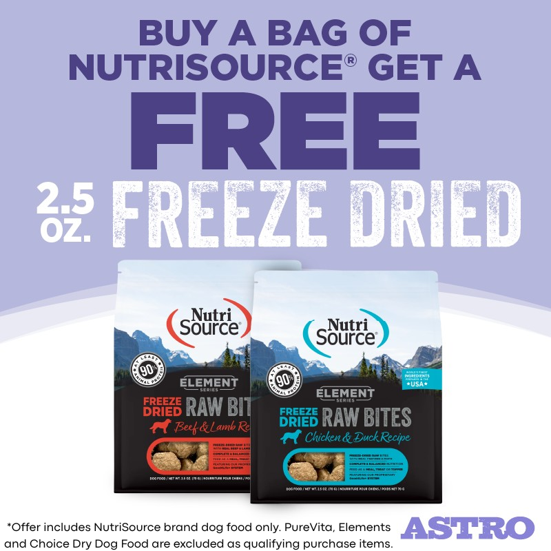 NutriSource | FREE 2.5oz Elements Freeze Dried Bites with Qualifying Dog Kibble Purchase