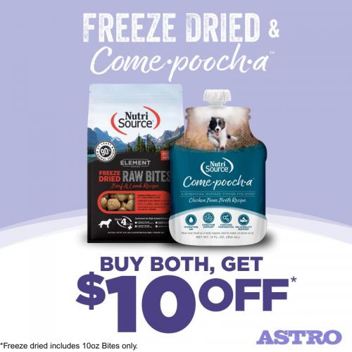 NutriSource & Element Series | Buy 10oz Freeze Dried & Comepoocha, Get $10.00 OFF!