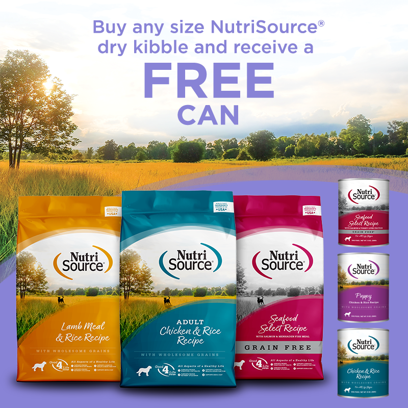 Nutrisource | FREE Nutrisource Can with Purchase of Dry Food We create the highest-quality food for your beloved pets. NutriSource is formulated with the best ingredients and supplements that support whole-body pet health.  Offer Valid : 2023-03-01   to   2023-03-31