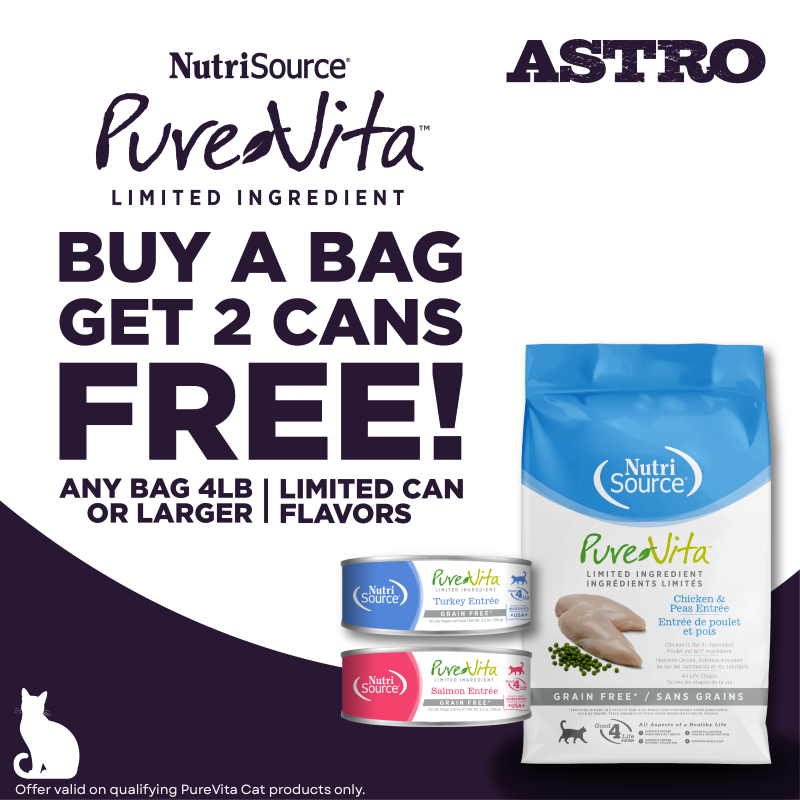 PureVita boasts nutrient-driven, solution-focused diets making it a great choice for animals with food sensitivities, sensitive stomachs and/or allergies. 
Pure Ingredients. Purposeful Results.