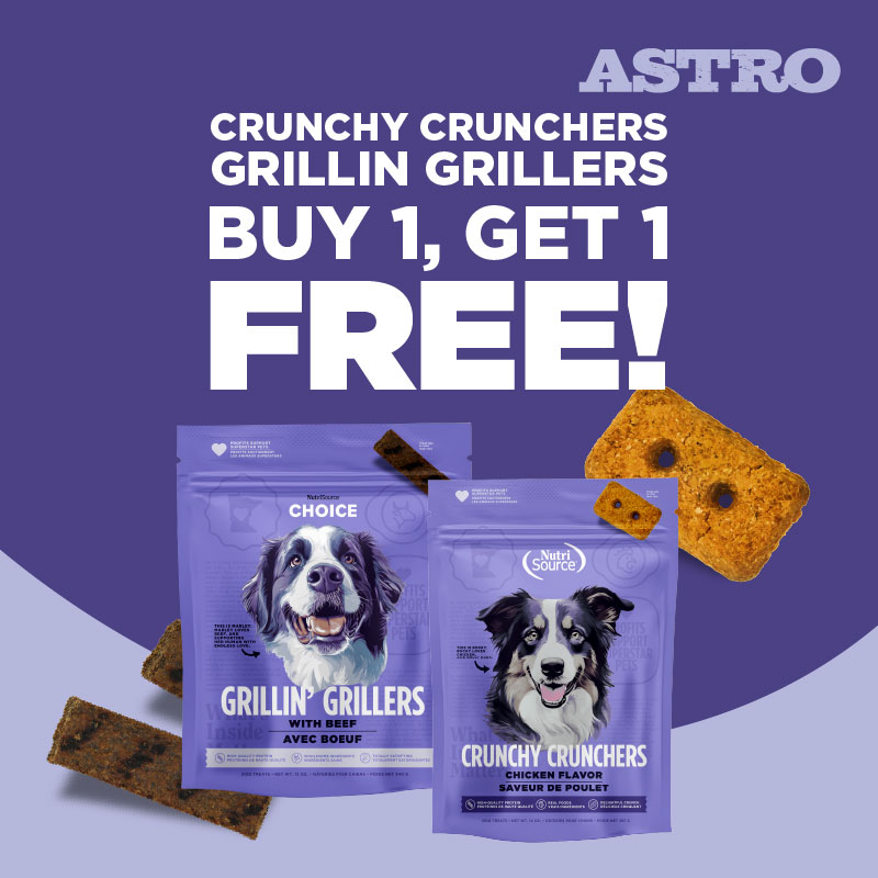 NutriSource & Choice | Buy 1, Get 1 FREE on Crunchy Crunchers & Grillin' Grillers