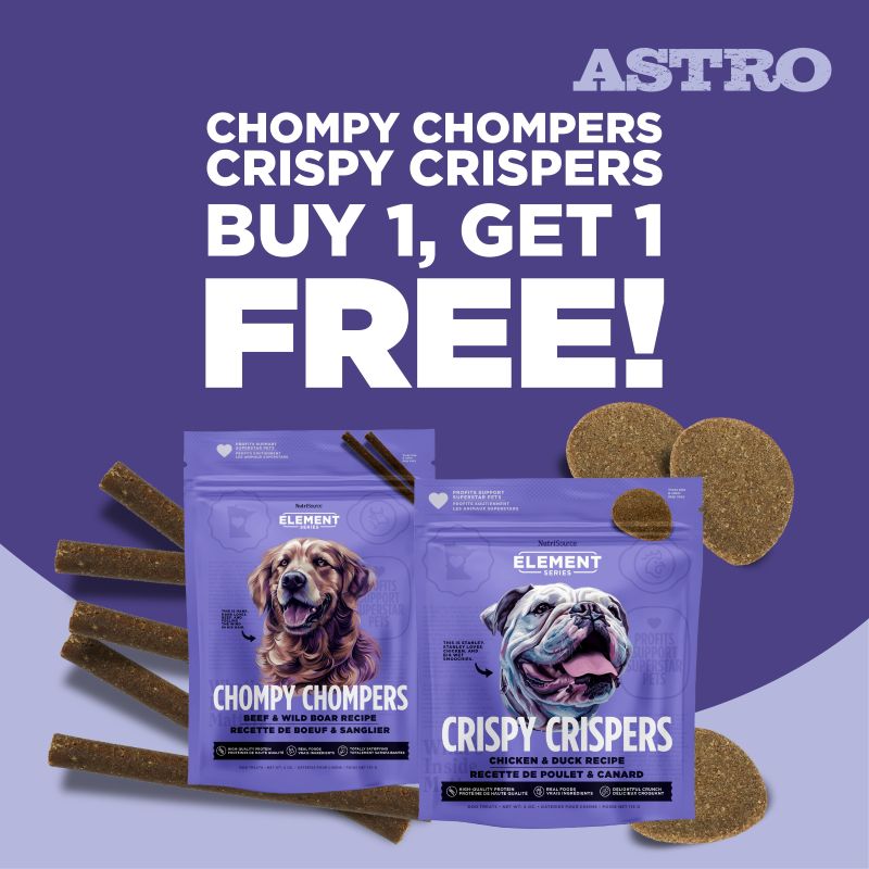 NutriSource Element Series | Buy 1, Get 1 FREE on Chompy Chompers & Crispy Crispers