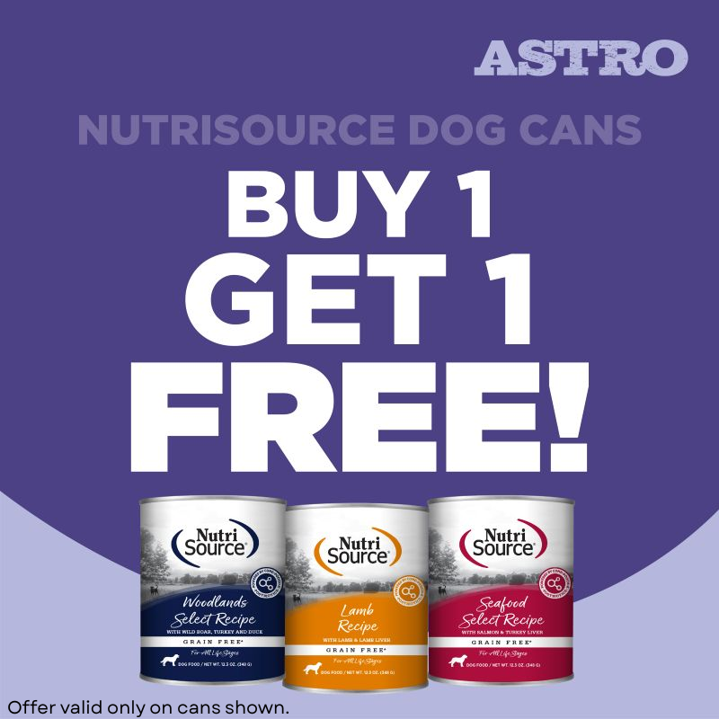 NutriSource Grain Free Lamb, Grain Free Seafood, and Grain Free Woodlands Dog Cans contain Comepoocha Postbiotics!