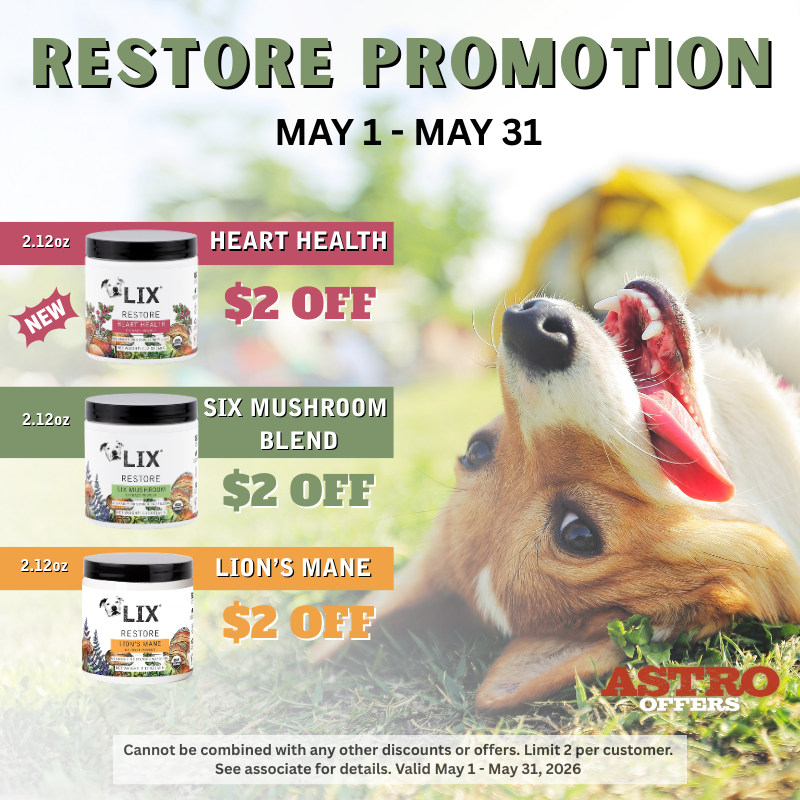 Restore is an organic mushroom extract powder that is the perfect addition to your pet's daily wellness routine! Offered in Heart Health, Six-Mushroom Extract Blend and Lion's Mane!