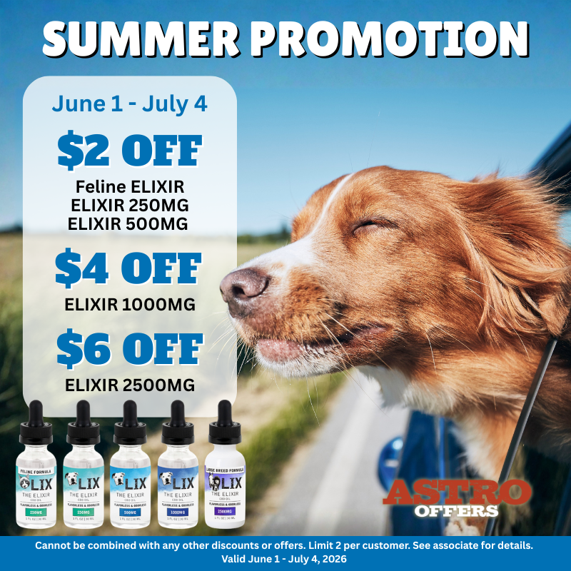 ELIXIRS are perfect for summertime adventures. They are easy to give straight from the dropper and have high enough milligrams to be effective.