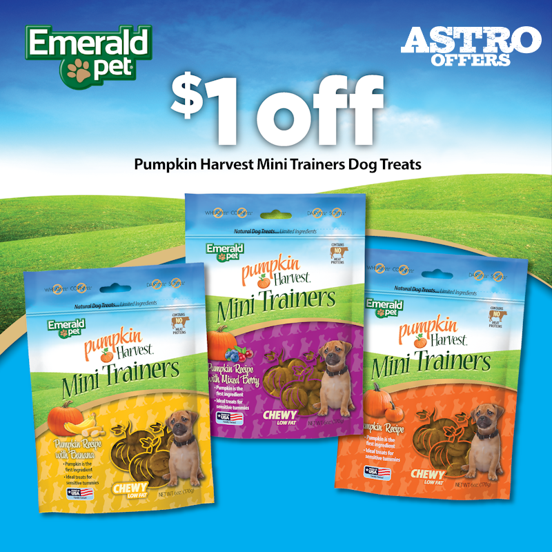Emerald Pet | $1.00 OFF Pumpkin Harvest Mini Trainers Treats