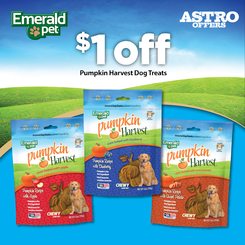 Emerald Pet | $1.00 OFF Pumpkin Harvest Chewy Dog Treats