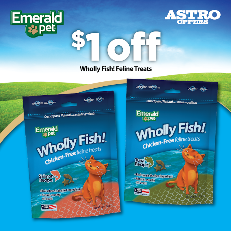 Emerald Pet | $1.00 OFF Feline Wholly Fish! Treats