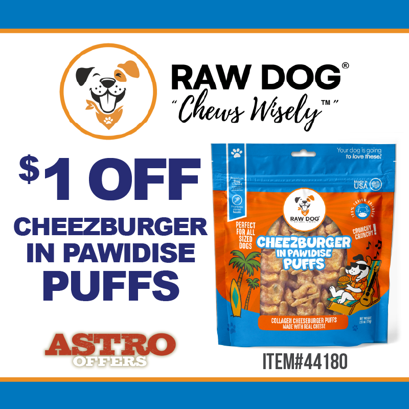 Raw Dog | $1.00 OFF 2.5oz CheezBurger Puffs