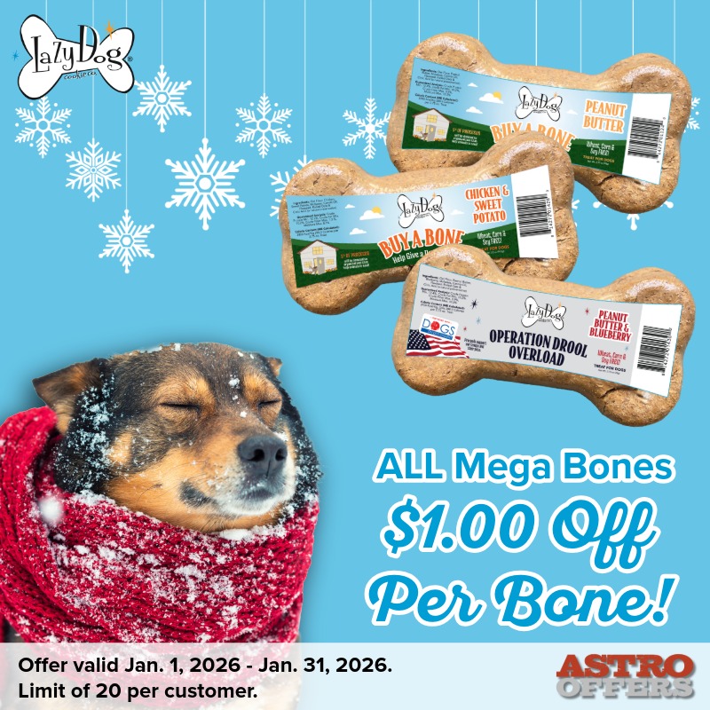 The Lazy Dog  Cookie Co.| $1.00 OFF Mega Bones! 