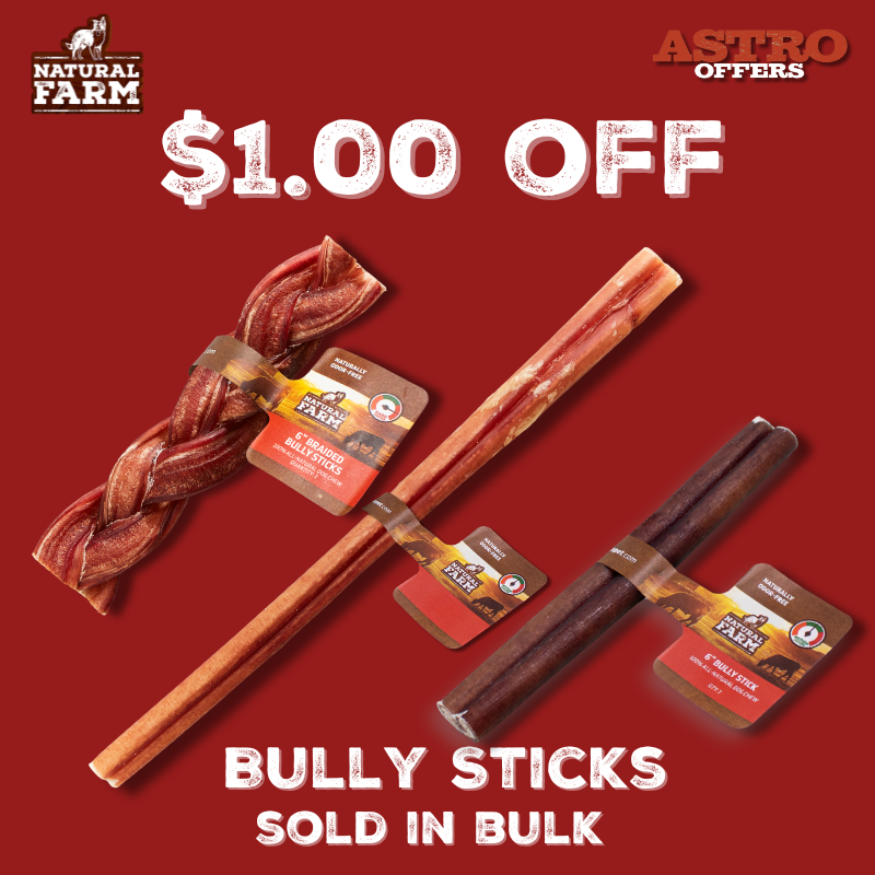 Experience the best with Natural Farm Bully Sticks: Our single-ingredient Bully Sticks are market leaders odor-free, extra-thick, and all-natural, crafted from grass-fed-and-finished cattle. 