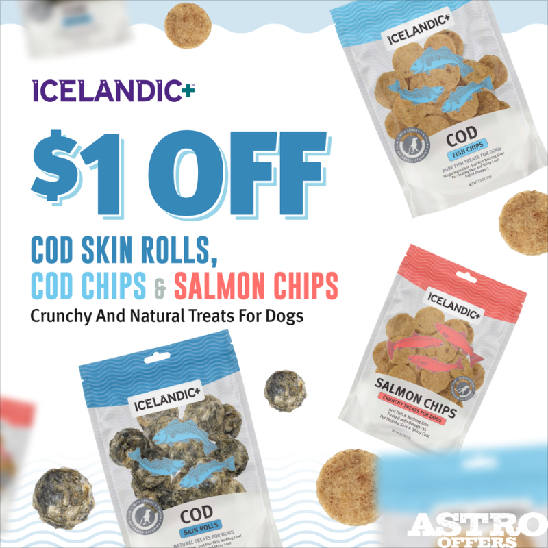 Our 100% natural and edible Icelandic Fish Treats for Dogs are single ingredient and contain no additives, preservatives or supplements. 