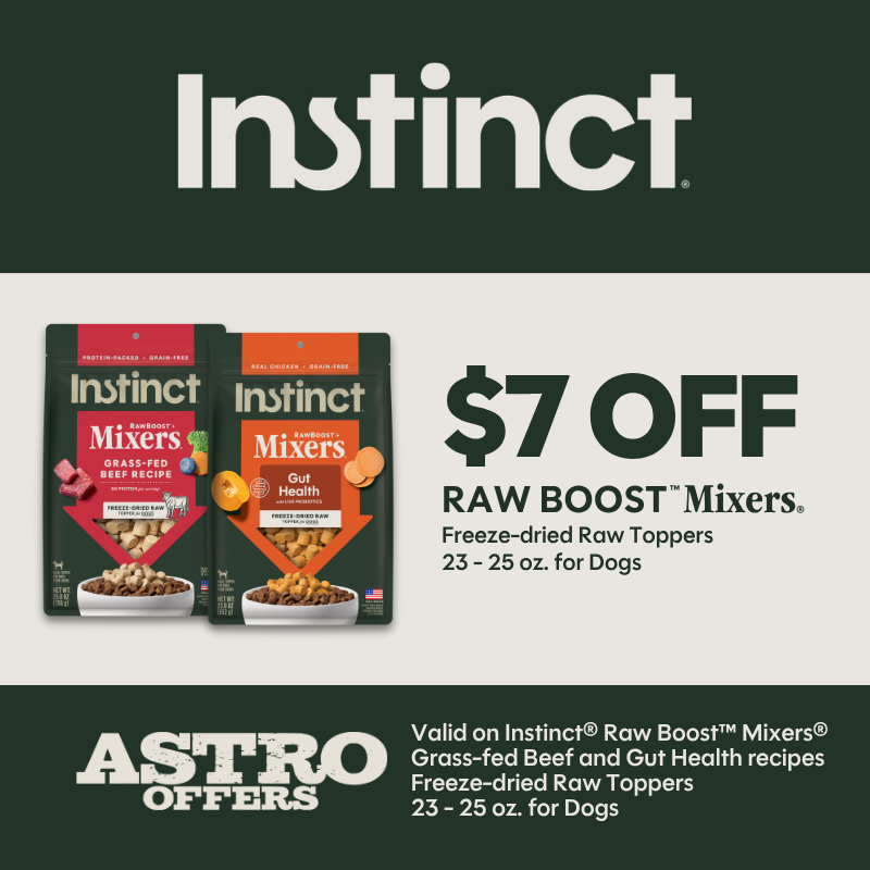 Top your dog's meal with raw! Choose from a wide variety of Instinct Raw Boost Mixers and Shakers for Dogs to increase mealtime happiness. All natural, 100% raw pieces 