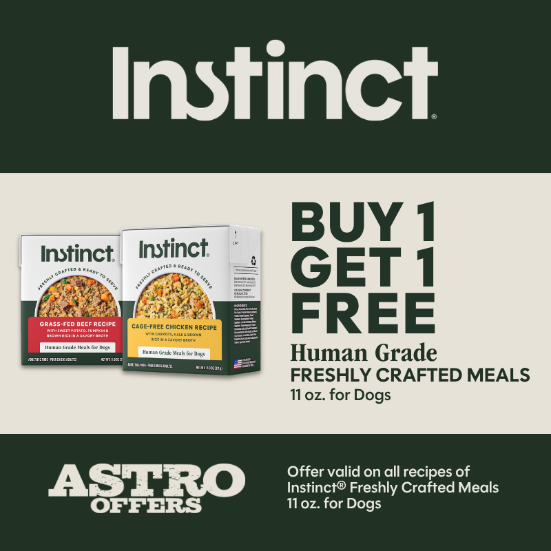 Instinct Freshly Crafted Meals are human-grade with real ingredients you can see and trust; delivering flavor, nutrition, and health benefits in every bowl. No fridge, freezer, or prep needed!