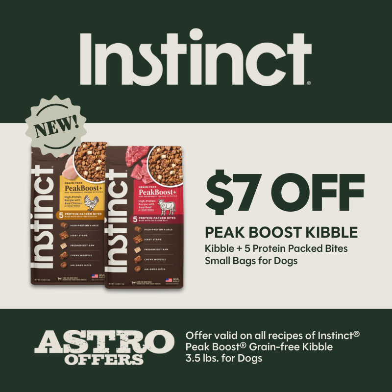 Instinct PeakBoost is the only grain-free kibble with five protein-packed pieces and crafted to deliver the ultimate boost of taste, texture, and nutrition in every bowl.