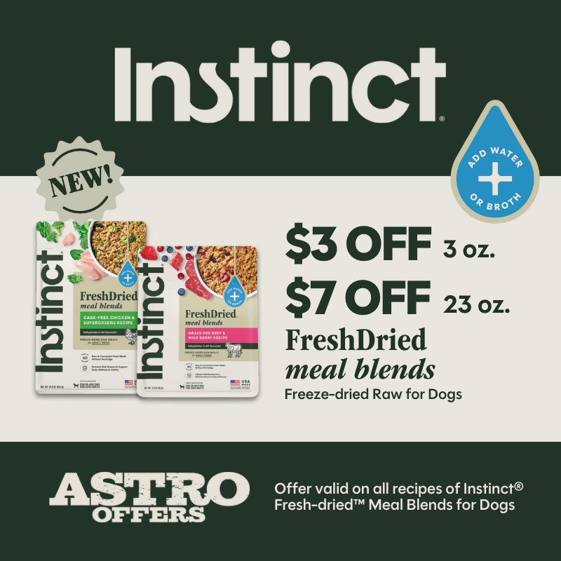 Fresh without the fridge! Rehydrate with water or pair with Instinct Bone Broth for a fresh meal in only 60 seconds!