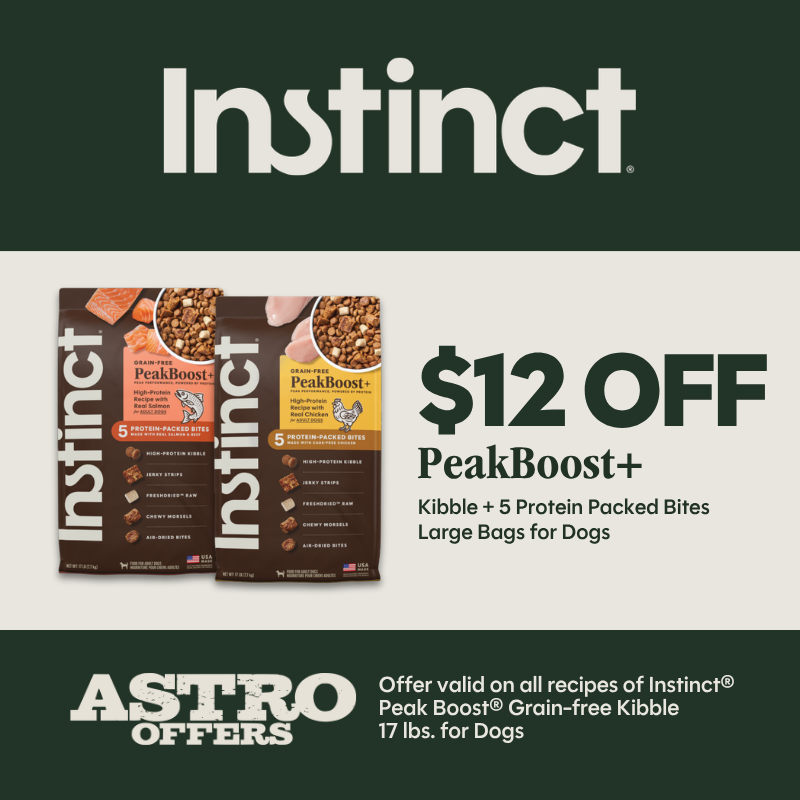 Instinct PeakBoost+ is the only grain-free kibble with FIVE protein-packed pieces and crafted to deliver the ultimate boost of taste, texture and nutrition in every bowl.