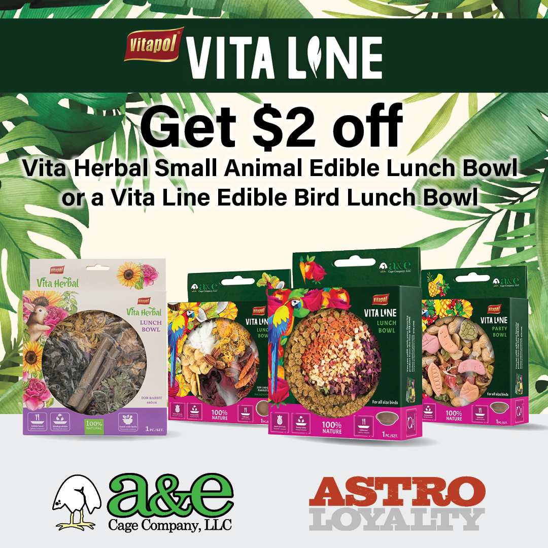 Vitapol Vita Herbal and Vita Line for birds and small animals are edible snack bowls that are created with nutritious high quality, natural ingredients that supplement and complement their daily diets