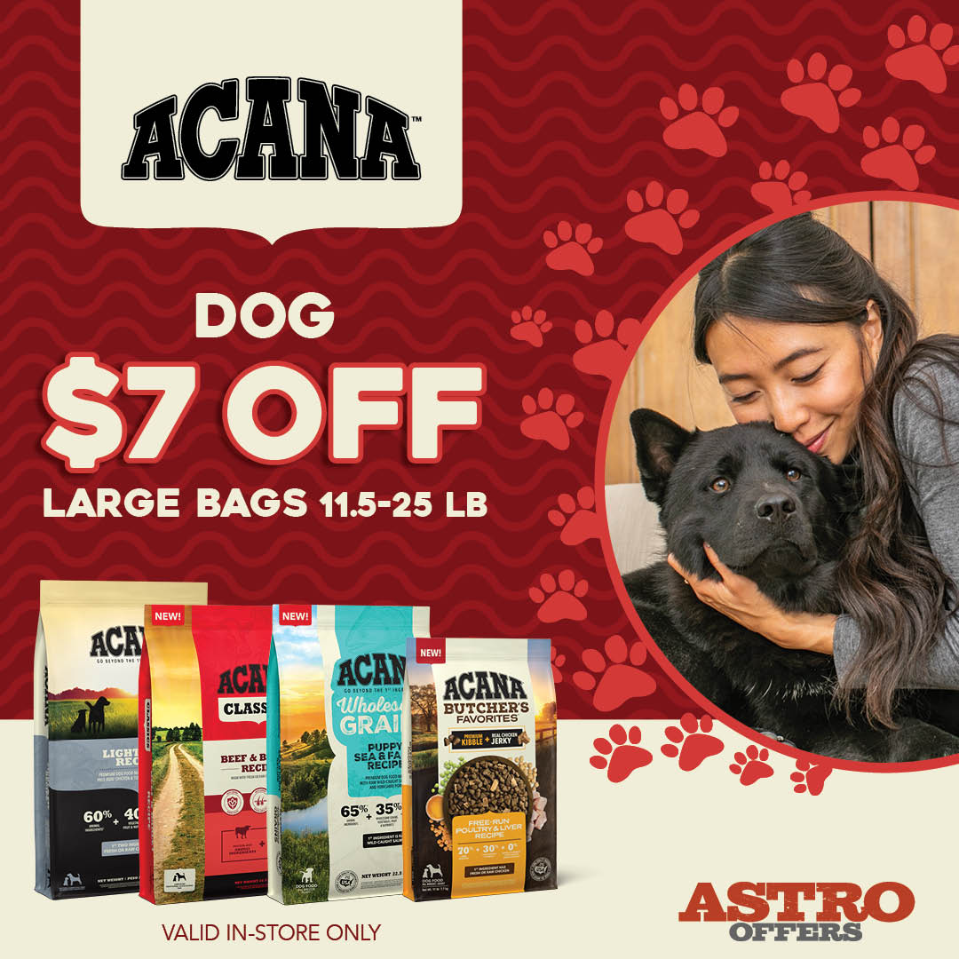ACANA | $7.00 OFF 11.5-25lb Bags of ACANA Dry Dog Food
