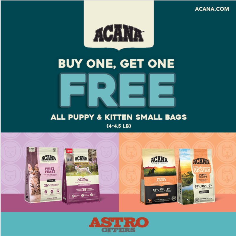 ACANA | Buy 1, Get 1 FREE on Small Bags of Puppy or Kitten Kibble