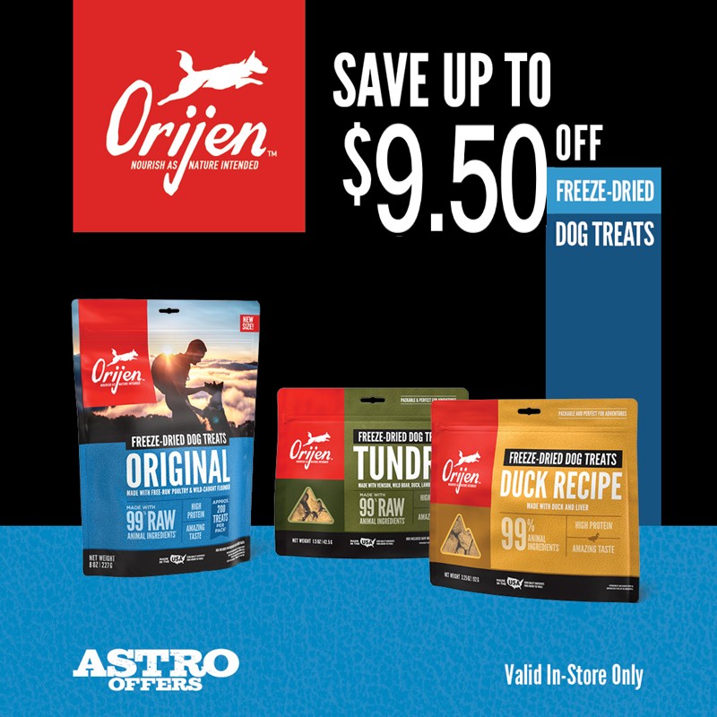 ORIJEN Freeze Dried Treats are crafted with the same quality ingredients that make up our trusted foods, treats are as healthy as it is delicious.