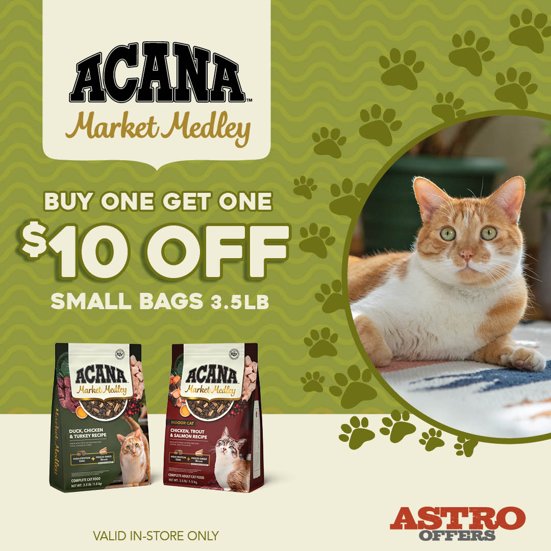 ACANA | Buy 1, Get 1 $10.00 OFF on Small Bags of NEW Market Medley 