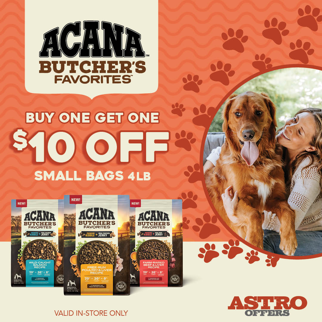 ACANA Butcher's Favorites will delight dogs with the nutritious and satisfying combination of crunchy kibble and tender pieces of protein-rich jerky.